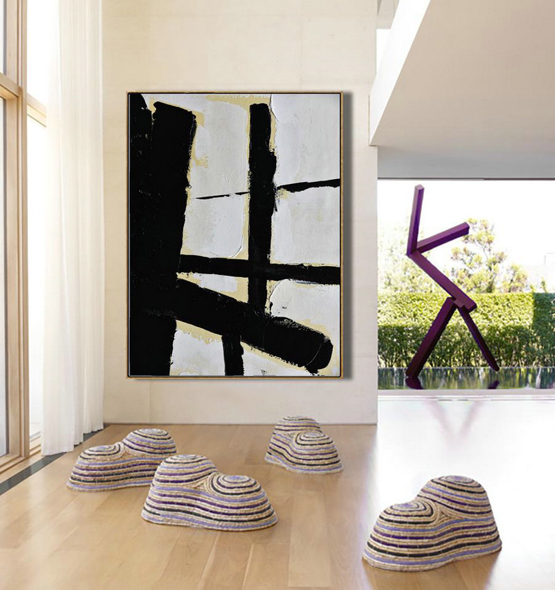 Large Abstract Art,Minimalist Painting On Canvas, Palette Knife Vertical Minimal Art - Abstract Painting On Canvas